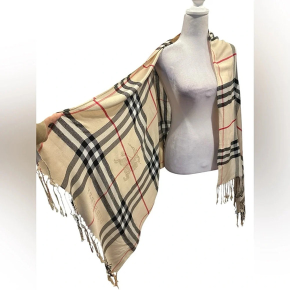 Burberry london check 100%cashmere wide scarf - Picture 3 of 7
